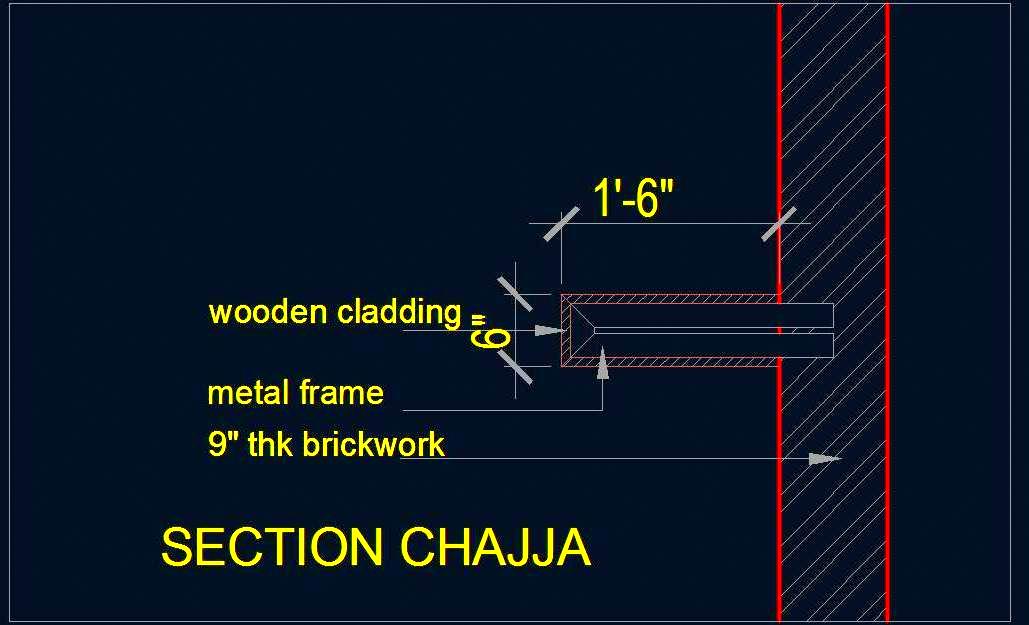 Wooden Cantilever Section Free CAD Detail- Metal Frame